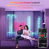 זול רצועות אור חכמות-וילון אור חכם וניתן לתכנות עמיד למים ip44, שינוי צבע RGB טקסט הניתן להתאמה אישית DIY &amp;דוגמאות, נורות לד עם שלט רחוק, אפליקציית בלוטות', בקרת נקודות קסומות לעיצוב הבית