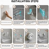 お買い得  収納ラック-ドリル不要の浴室用吸盤収納ボックス、2026アップグレード取り外し可能な浴室用吊り下げ式吸盤収納ボックス、家庭用波形吸盤収納ホルダー、浴室用シャワーキャディ