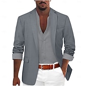 baratos Blazers Clássicos Masculinos-Homens Jaqueta Blazer Colar de entalhe Moda Leve Casual Cor Sólida Blazer Preto Verde Claro Vermelho Moderno Comum 1 Butão