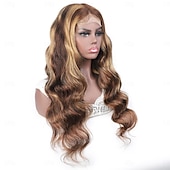 abordables Perruques à dentelle frontale-Perruque lace front 13x4 ondulée en cheveux humains, densité 150%