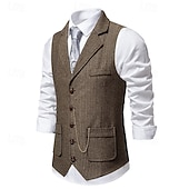 cheap Men's 1920s Costumes-Classical 1920s Retro Vintage Vest Waistcoat The Great Gatsby Groomsmen Fancy Dress Men's Carnival Masquerade Prom Party Wedding Adults' Vest Spring Fall