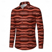 cheap Tops-Retro Vintage 1970s Shirt Aloha Shirt Long Sleeves Hippie Geometric Fancy Dress Men's Masquerade Music Festival Party Daily Wear Adults' Shirt