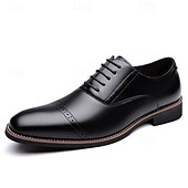 baratos Sapatos Oxford-Sapatos sociais masculinos em couro sintético, clássicos e elegantes para o escritório e ocasiões especiais.