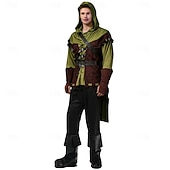 voordelige Outfits-Set Retro vintage Middeleeuws Renaissance Kaap Broeken Outfits met accessoires Elf Ranger Kostuum Voor heren Halloween Carnaval Maskerade Renaissance beurs LARP Volwassenen Ves Hemd Broeken Lente