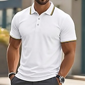 abordables Polo clásico para hombre-Hombre Camiseta de golf Camisetas polo piqué Casual Negocio Cuello polo acanalado Manga Corta Moda Básico Color sólido Plano Botones Verano Primavera Primavera &amp; Otoño Ajuste regular Azul cielo