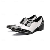 cheap Classic Dress Shoes-Men's Genuine Leather Black and White Formal Shoes, Stylish and Classy Footwear for Weddings, Perfect for Wedding Guests and Groom