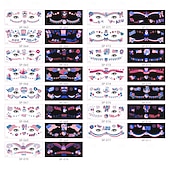  15 Pcs Independence Day Fluorescent Facial Tattoo Patch, American Party Festival Event Waterproof Sweat Disposable Makeup Face Patch