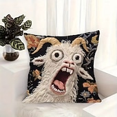 preiswerte Kissen, Einsätze und Abdeckungen werfen-Kissenbezug mit schreiender Ziege, 45 x 45 cm, lustiger Ziegenkissenbezug, 2D-Flachdruck mit verrücktem Tiermotiv, witzige Sofa-Deko, Kissenbezug für Zuhause oder Studentenwohnheim