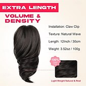 ieftine Coadă de cal-extensie coadă de cal - extensii de păr coadă de cal cu clipsuri de 30 cm, sintetice, moi, cu onduleuri naturale, pentru femei - negru-maro 30 cm