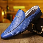 baratos Socas e Mules para Homem-Mocassins masculinos vermelhos em couro sintético – design elegante com perfurações para maior respirabilidade, perfeitos para o escritório, eventos formais e passeios casuais.