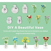 economico Vasi e cestini-Confezione da 5 graziosi mini vasi magnetici per frigorifero, piccoli vasi di vetro con fiori, decorazioni magnetiche per frigorifero per cucina, ufficio, armadietto