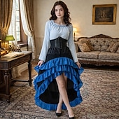 economico Outfit-Set Gotico Medievale Rinascimento Gonna Blusa / Camicia Corsetto Lunghe Pirata Linea ad A Scollo Tondo Costume Per donna Halloween Carnevale Fiera Rinascimentale LARP Festa a tema retrò Adulti