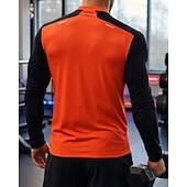 economico T-shirt e Canottiere da Corsa-Per uomo Blocco di colori T-shirt da corsa Maglia a compressione Maglia atletica Maglia da corsa Sport in alto Primavera Autunno Patchwork Blocco di colore Cerniera a un quarto Manica Lunga