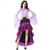 economico Outfit-Set Gotico Medievale Rinascimento Gonna Blusa / Camicia Corsetto Lunghe Pirata Linea ad A Scollo Tondo Costume Per donna Halloween Carnevale Fiera Rinascimentale LARP Festa a tema retrò Adulti