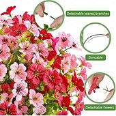 preiswerte Künstliche Blume-16 Bündel künstliche Blumen für den Außenbereich, farbechte Kunstblumen aus Kunststoff, künstliche Pflanzen für Hängeampeln, Dekoration für drinnen und draußen, Garten, Veranda, Fensterkasten,