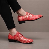 Недорогие Дерби туфли-Мужские туфли из искусственной кожи в красно-золотую полоску – стильная формальная обувь для свадеб и деловых мероприятий.