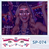 15 Pcs Independence Day Fluorescent Facial Tattoo Patch, American Party Festival Event Waterproof Sweat Disposable Makeup Face Patch
