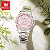 billiga Kvartsklockor-Mors Dag Gåva OLEVS Kvinnor Kvartsur Kreativ Minimalistisk Lyx Casual Kalender Datum Vattentålig Dekoration Rostfritt Stål Armbandsur