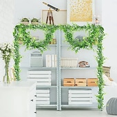 tanie Rośliny sztuczne i zieleń-6 szt. sztucznych eukaliptusów, sznur eukaliptusa, 6 stóp, liście eukaliptusa, zielona girlanda na wesele, kolację, dom, zielona