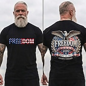  4 de julio de 2026 250º Día de los Caídos Camiseta de manga corta de cuello redondo masculino con impresión 3D de la bandera de EE. UU. Diario calle