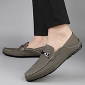 economico Mocassini casual-mocassini slip-on da uomo in similpelle bianca con fibbia in metallo, classiche scarpe casual da lavoro per gli spostamenti in ufficio, i matrimoni e l'uso quotidiano
