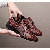 Χαμηλού Κόστους Derby παπούτσια-Ανδρικά παπούτσια με κορδόνια από συνθετικό δέρμα σε κόκκινο μοτίβο κροκόδειλου, μοντέρνα σχεδίαση για ειδικές περιστάσεις