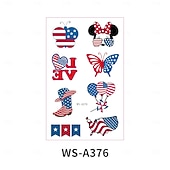  10/20 feuilles d'autocollants de tatouage pour la fête de l'indépendance américaine en stock. Vente en gros d'autocollants de tatouage décoratifs pour le maquillage du visage et la célébration du
