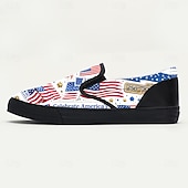  Patriottische sneakers voor heren ter ere van het 250-jarig jubileum – rood, wit en blauw ontwerp met de Amerikaanse vlag, comfortabele instapschoenen om de Onafhankelijkheidsdag en nationale evenementen te vieren.