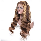 abordables Perruques à dentelle frontale-Perruque lace front 13x4 ondulée en cheveux humains, densité 150%