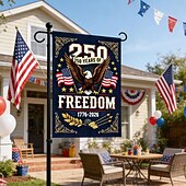abordables 250e Anniversaire-Drapeau du 250e anniversaire des États-Unis, décorations patriotiques, drapeau de jardin américain orné d'un aigle, bannière commémorative 1776-2026