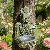 billiga Utomhusvägghängningar-forntida trädformad fågelmatare skulptur, nyckfull trädgubbe utomhus trädgårdsdekor med dold nyckelhålshängare, hartsmaterial, perfekt för fåglar, terrass innergård &amp;magisk trädgårdsgåva