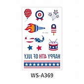  10/20 feuilles d'autocollants de tatouage pour la fête de l'indépendance américaine en stock. Vente en gros d'autocollants de tatouage décoratifs pour le maquillage du visage et la célébration du