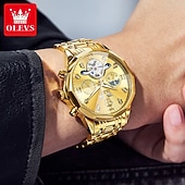 Χαμηλού Κόστους Μηχανικά Ρολόγια-Ανδρικό ρολόι Olevs 6621, αυτόματο μηχανικό επαγγελματικό ρολόι, αδιάβροχο, φωτεινό, αέναο ημερολόγιο, φάση σελήνης, ρολόγια από ανοξείδωτο ατσάλι