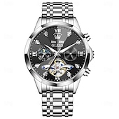 Χαμηλού Κόστους Μηχανικά Ρολόγια-Ανδρικό ρολόι Olevs 6621, αυτόματο μηχανικό επαγγελματικό ρολόι, αδιάβροχο, φωτεινό, αέναο ημερολόγιο, φάση σελήνης, ρολόγια από ανοξείδωτο ατσάλι