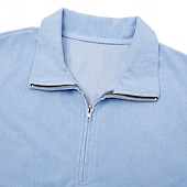 levne Pánské klasické polo-Pánské Kordurová košile Polokošile Venkovní Ležérní Čtvrtletní zip Dlouhý rukáv Módní Moderní Pevná barva Jaro &amp; podzim Standardní uložení Fialová Černá Armádní zelená Námořnická modř Trávová zelen