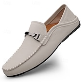 economico Mocassini casual-mocassini slip-on da uomo in similpelle bianca con fibbia in metallo, classiche scarpe casual da lavoro per gli spostamenti in ufficio, i matrimoni e l'uso quotidiano