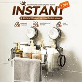 お買い得  収納ラック-ドリル不要の浴室用吸盤収納ボックス、2026アップグレード取り外し可能な浴室用吊り下げ式吸盤収納ボックス、家庭用波形吸盤収納ホルダー、浴室用シャワーキャディ