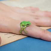 baratos Presentes-Anel de sapo de árvore, anel de sapo de árvore ajustável, anel de sapo feito à mão, anéis de dedo de animais fofos vintage, anel engraçado de sapo de árvore mais recente, anel aberto joias diárias