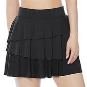 billige Kjoler og shorts-Dame Ensfarget Uformelt skjørt Tennis Skort Tennisskjørt med shorts Sportskjørt Lomme Multi Layer Høy Midje Hurtigtørkende Pustende Tennis Golf Pickleball Skjørter Svart Hvit kaffe Tennis klær