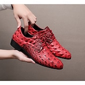 Χαμηλού Κόστους Derby παπούτσια-Ανδρικά παπούτσια με κορδόνια από συνθετικό δέρμα σε κόκκινο μοτίβο κροκόδειλου, μοντέρνα σχεδίαση για ειδικές περιστάσεις