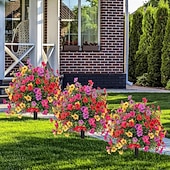  24 Inch Artificial Flower Stake Outdoor Decor Violet  Boxwood Topiary Ball Trees Multi-Color Garden Stakes for Yard & Lawn, No Fade Heavy Duty Plastic, All Season Decoration