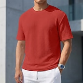 halpa perus t-paidat-Miesten T-paita Lihaspaita Ribbineulos T-paita Lyhythihainen Lyhyt hiha Tiukka pyöreä kaula-aukko Kesä Tavallinen Pintakäsitelty Pit Strip Muoti Suunnittelija Perus Crewneck Kausaliteetti Loma Katu