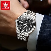 levne Mechanické hodinky-Nové pánské business hodinky značky Olevs s luminiscenčním displejem, kalendářem a týdenním ukazatelem, plně automatickým mechanickým strojkem, tvarem kosočtverce osazeným diamanty, voděodolné, vhodné