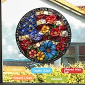  4 stuks 4 juli stickers, onafhankelijkheidsdag botsingswaarschuwing sticker dubbelzijdig gekleurd elektrostatisch raamsticker (verwijderbaar)