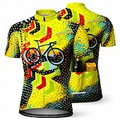halpa Miesten pelipaidat-Miehet Pyöräily jersey Alamäkeen Jersey Geometrinen Hymynaama Pyörä Lyhythihainen Pyörä Villapusero T-paita 3 takataskulla UV-vastustuskykyinen Nopea kuivuminen Taskuilla Etuvetoketju Urheilu