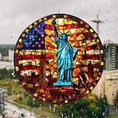  4 stuks 4 juli stickers, onafhankelijkheidsdag botsingswaarschuwing sticker dubbelzijdig gekleurd elektrostatisch raamsticker (verwijderbaar)