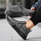 cheap Slip-On Casual Shoes-Men's Khaki and Black Slip-On Sneakers with Side Zipper, Lightweight Athletic Casual Shoes for Daily Walking, Travel and Outdoor Activities