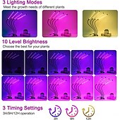 abordables Lampe de croissance LED-Lampe de croissance LED à 4 têtes à pince, spectre complet rouge &amp;Lampe de croissance bleue, 80 LED, minuterie 3/9/12 h, USB 5 V, réglable, idéale pour les serres d'intérieur, les plantes grasses, les