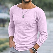 levne Bavlněné lněné trička-Pánské Tričko Henley Lněné tričko Dlouhý rukáv Úzký výstřih Léto Jaro Celý rok Pevná barva Vinobraní Cikánské Na běžné nošení Jednoduchý Ležérní Dovolená ulice Černá Světle zelená Světle modrá Top