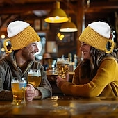 cheap Warm&amp;Heated Collection-Beer-Shaped Party Hats with Beer Bubble Fun Novelty Knitted Beer Design Hats for Oktoberfest Costume Parties Beer Tasting Funny Gift for Men &amp; Women Beer Lovers